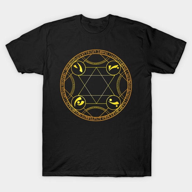 Gold glowing transmutation circle T-Shirt by MarxMerch